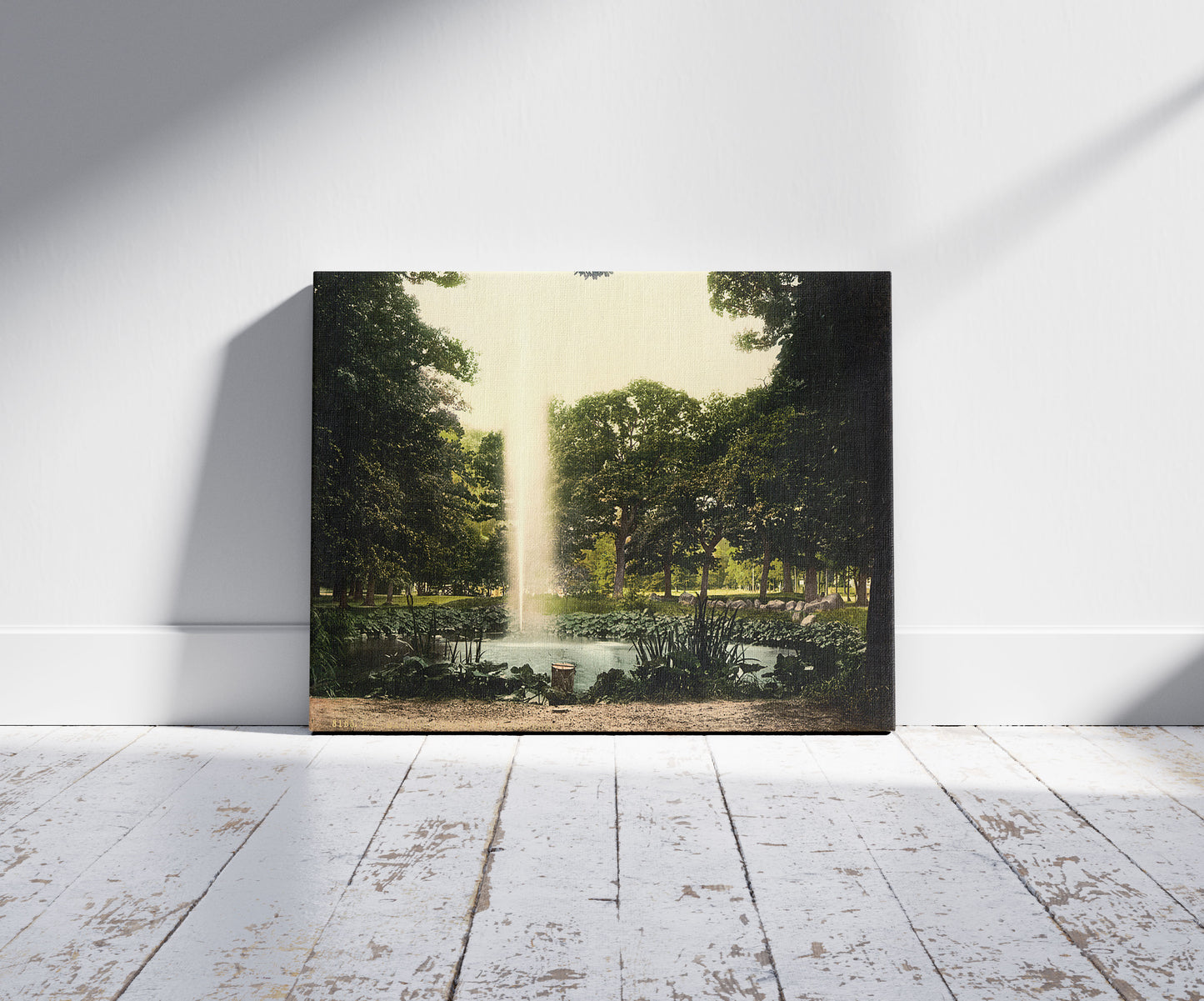 A picture of Under the oaks, Harzburg, Hartz, Germany, a mockup of the print leaning against a wall