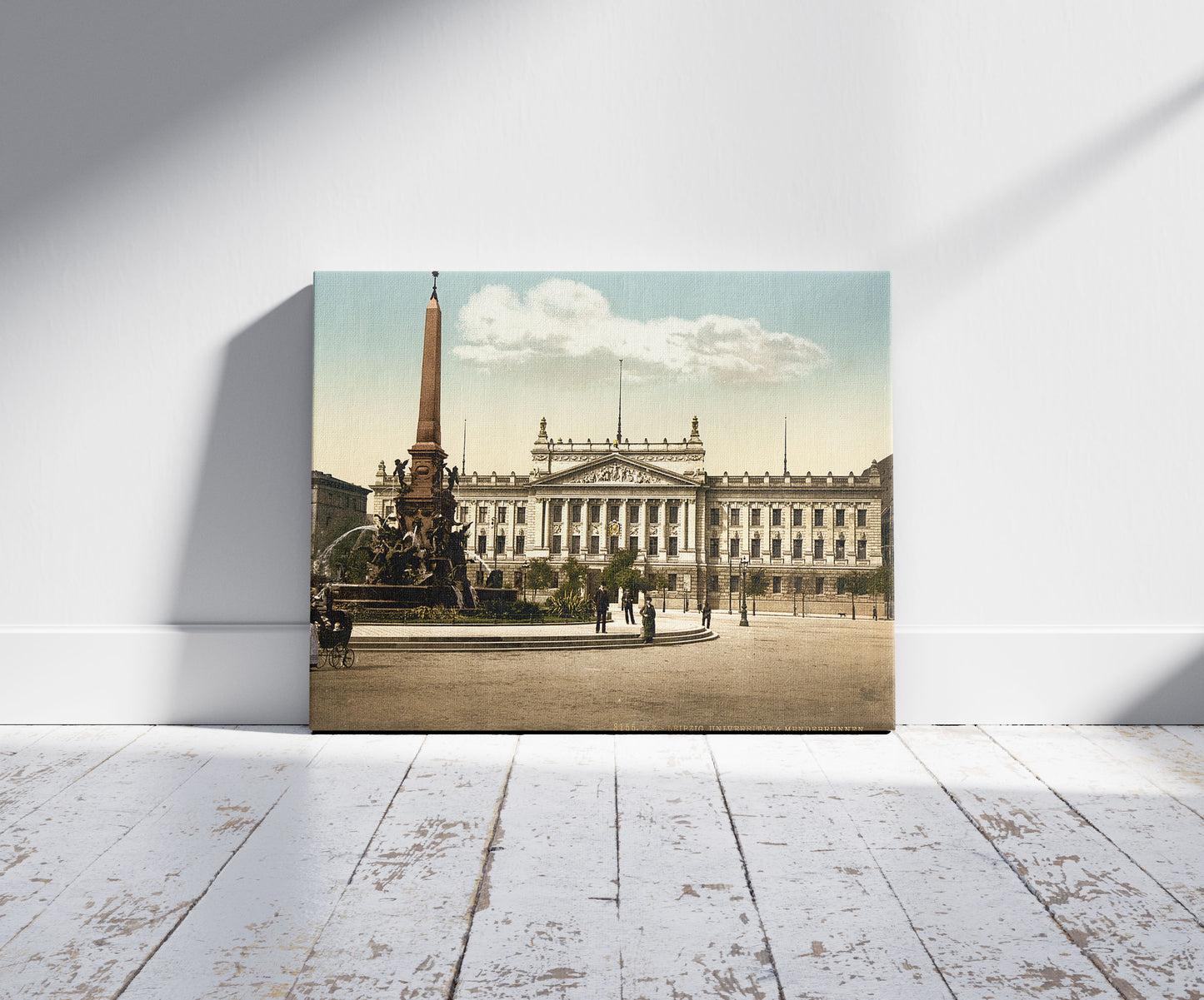 A picture of University and Mendebrunnen, Leipsig (i.e., Leipzig), Saxony, Germany