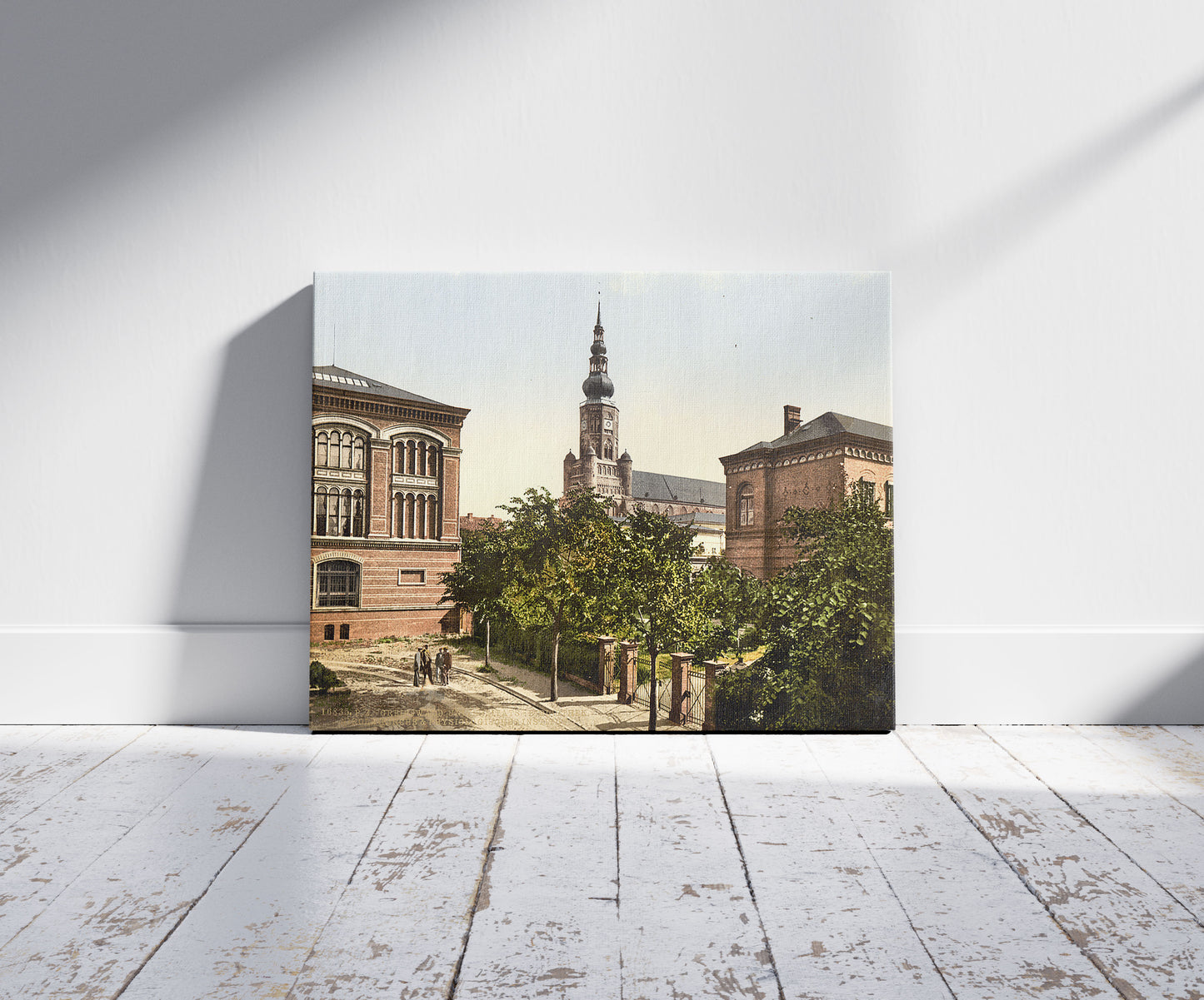 A picture of University Library,Nicholas Church and Physiological Institute, Griefswald (i.e., Greifswald), Pomerania, Germany