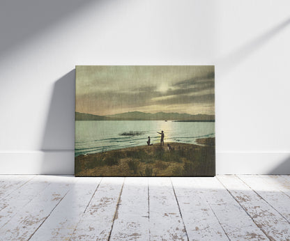 A picture of Utah. Utah Lake, a mockup of the print leaning against a wall