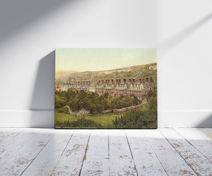 A picture of Ventnor, Cottage Hospital, Isle of Wight, England, a mockup of the print leaning against a wall