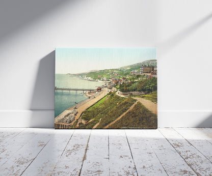 A picture of Ventnor, from East Cliff, Isle of Wight, England, a mockup of the print leaning against a wall