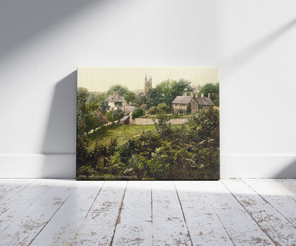 A picture of Vicinity of Newland Church, Monmouth, Wales, a mockup of the print leaning against a wall