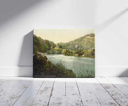 A picture of Vicinity of Wyaston i.e. Wyastone Leys, Monmouth, Wales, a mockup of the print leaning against a wall