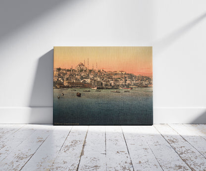 A picture of View from the bridge, Constantinople, Turkey, a mockup of the print leaning against a wall