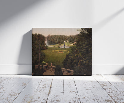 A picture of View in the Kungsparken, Malmö, Sweden, a mockup of the print leaning against a wall