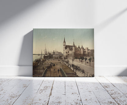 A picture of View of the Steen with the port, Antwerp, Belgium