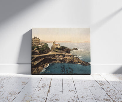 A picture of Villa Belsa, Biarritz, Pyrenees, France, a mockup of the print leaning against a wall