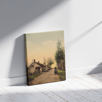 A picture of Village near Dordrecht, Dordrecht, Holland, a mockup of the print leaning against a wall