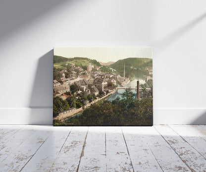 A picture of Waldheim from Eichberg, Saxony, Germany, a mockup of the print leaning against a wall