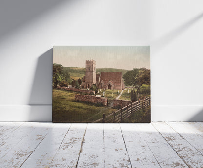 A picture of Walford Church. Near Kerne Bridge, a mockup of the print leaning against a wall