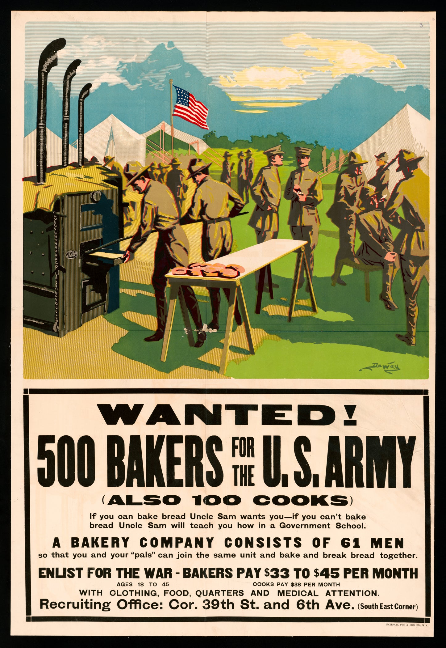 A picture of Wanted! 500 bakers for the U.S. Army, (also 100 cooks)