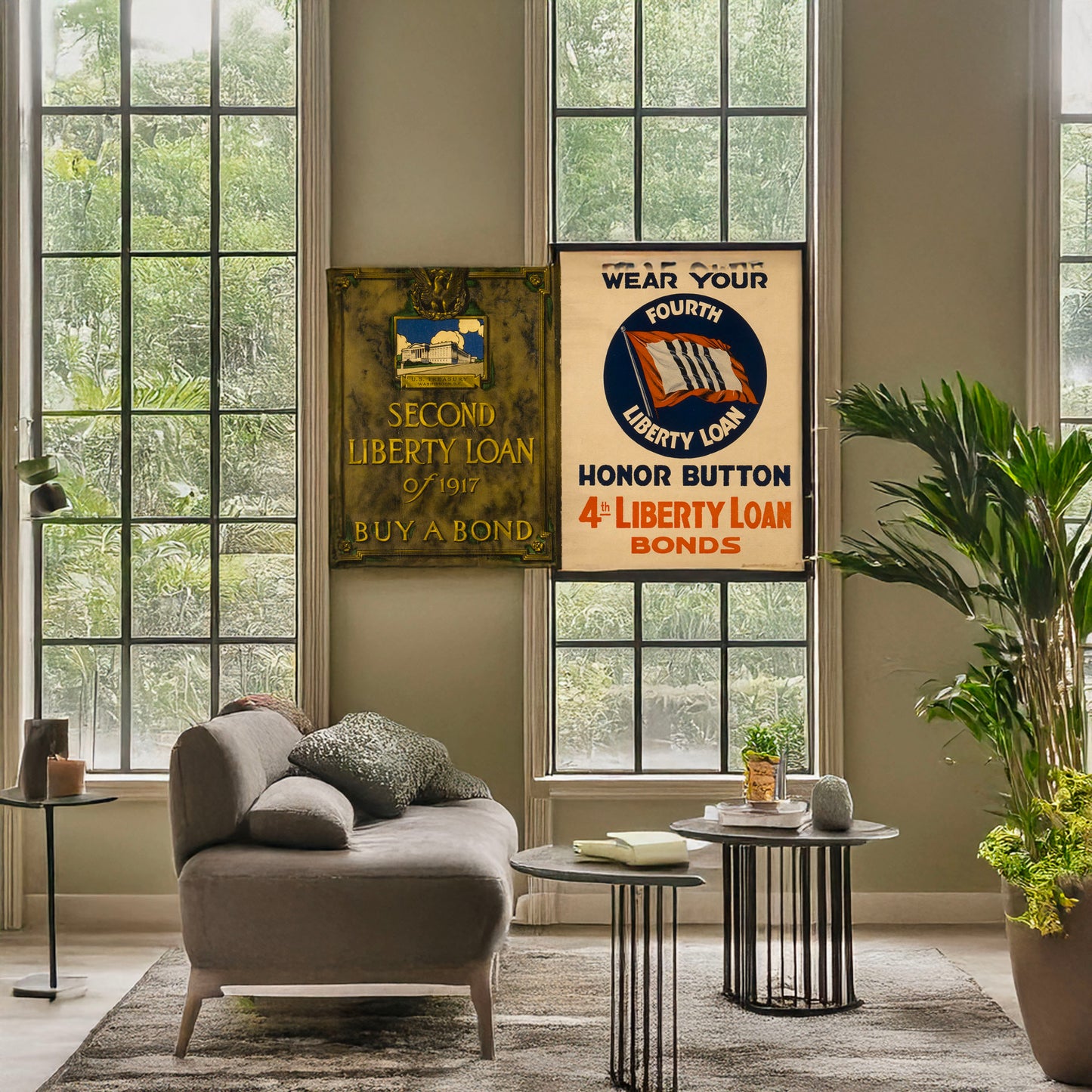 A picture of Wear your Fourth Liberty Loan honor button--4th Liberty Loan bonds, a mockup of the print leaning against a wall