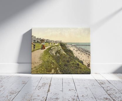 A picture of West cliff, Clacton-on-Sea, England, a mockup of the print leaning against a wall