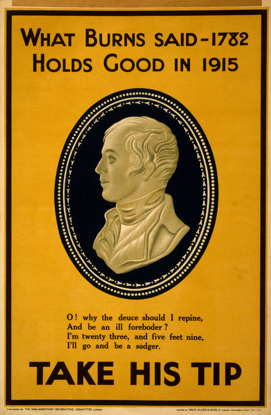 A picture of What Burns said in 1782 holds good in 1915. Take his tip
