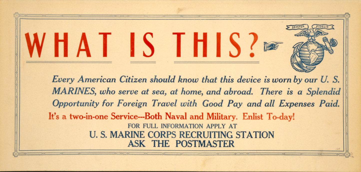 A picture of What is this? Every American citizen should know that this device is worn by our U.S. Marines, who serve at sea, at home, and abroad.