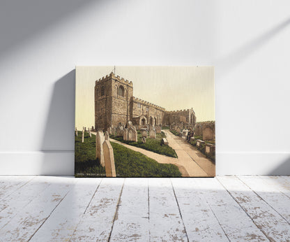 A picture of Whitby, St. Mary's Church, Yorkshire, England, a mockup of the print leaning against a wall