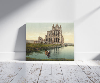 A picture of Whitby, the abbey, II., Yorkshire, England, a mockup of the print leaning against a wall