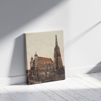 A picture of Wien. Stephansdom, a mockup of the print leaning against a wall