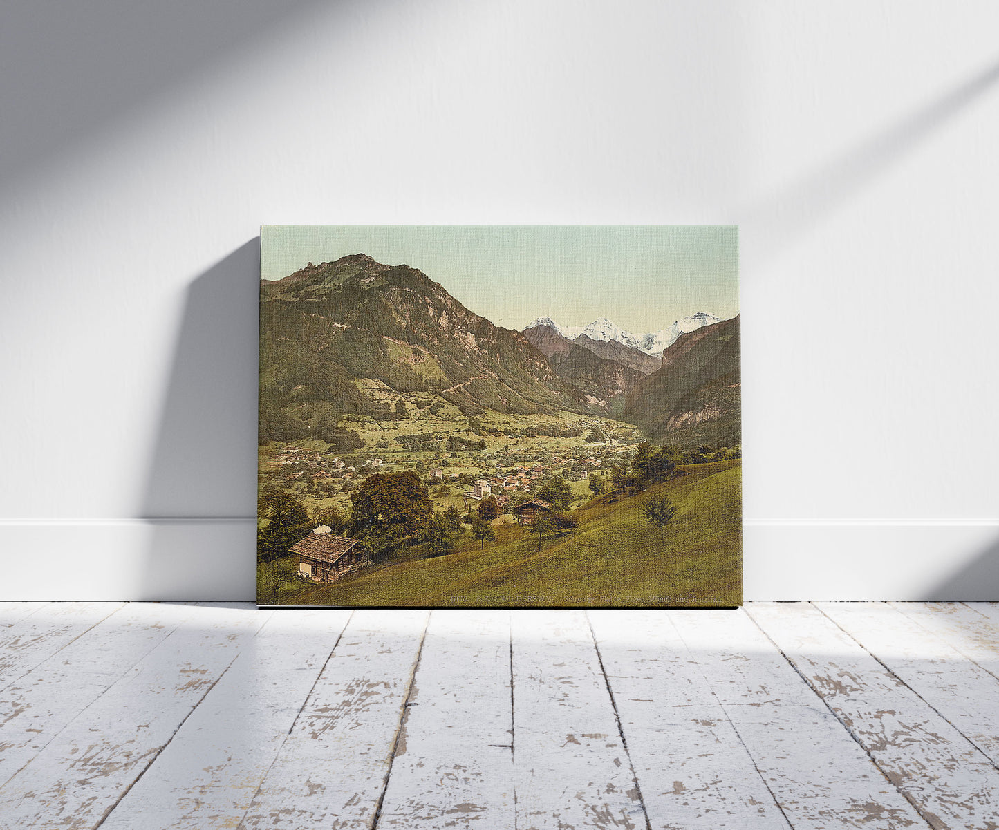 A picture of Wilderswil village, Schynige Platte, with Mount Eiger, Mönch, and Jungfrau, Bernese Oberland, Switzerland