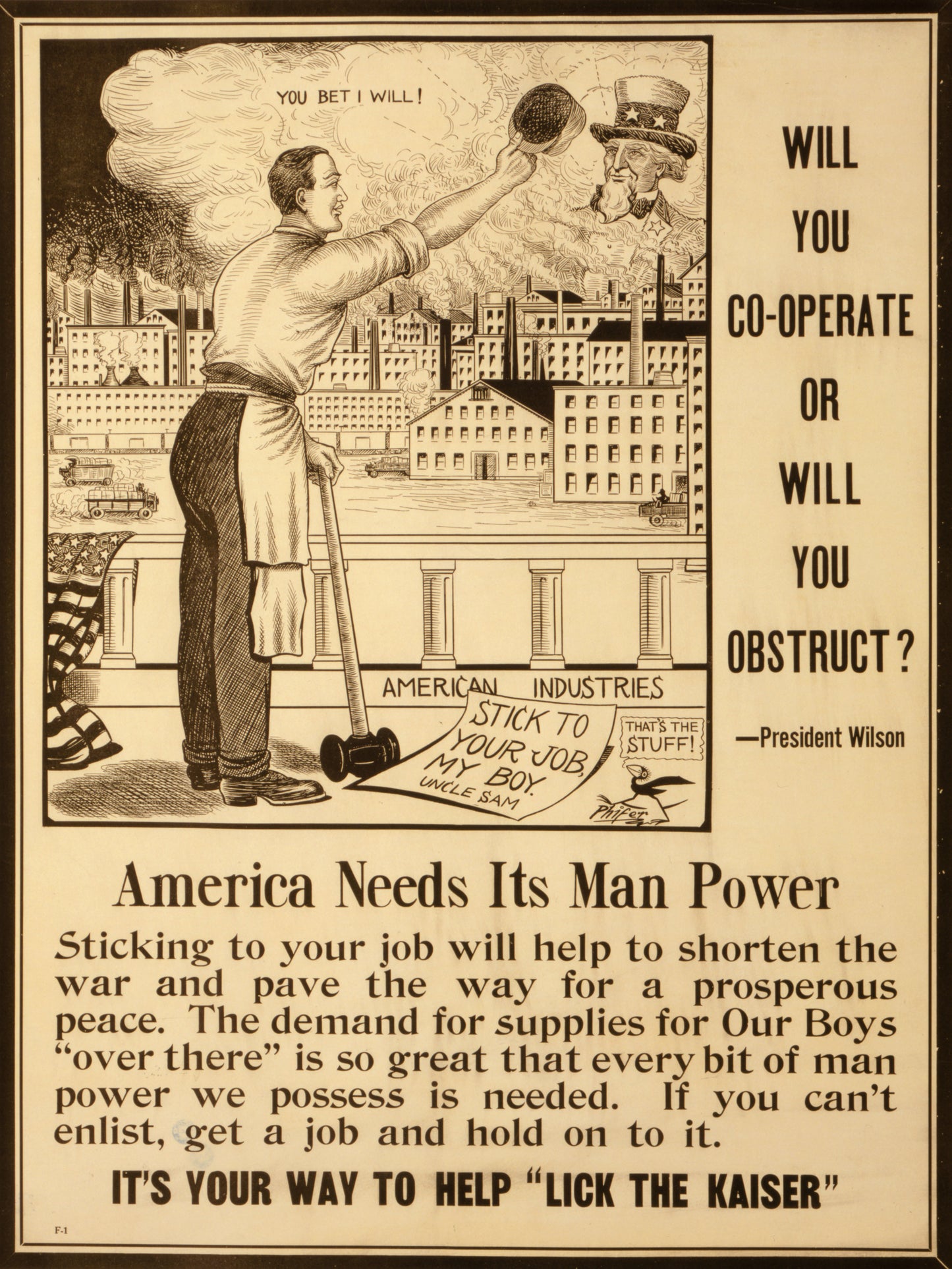 A picture of Will you co-operate or will you obstruct? - President Wilson
