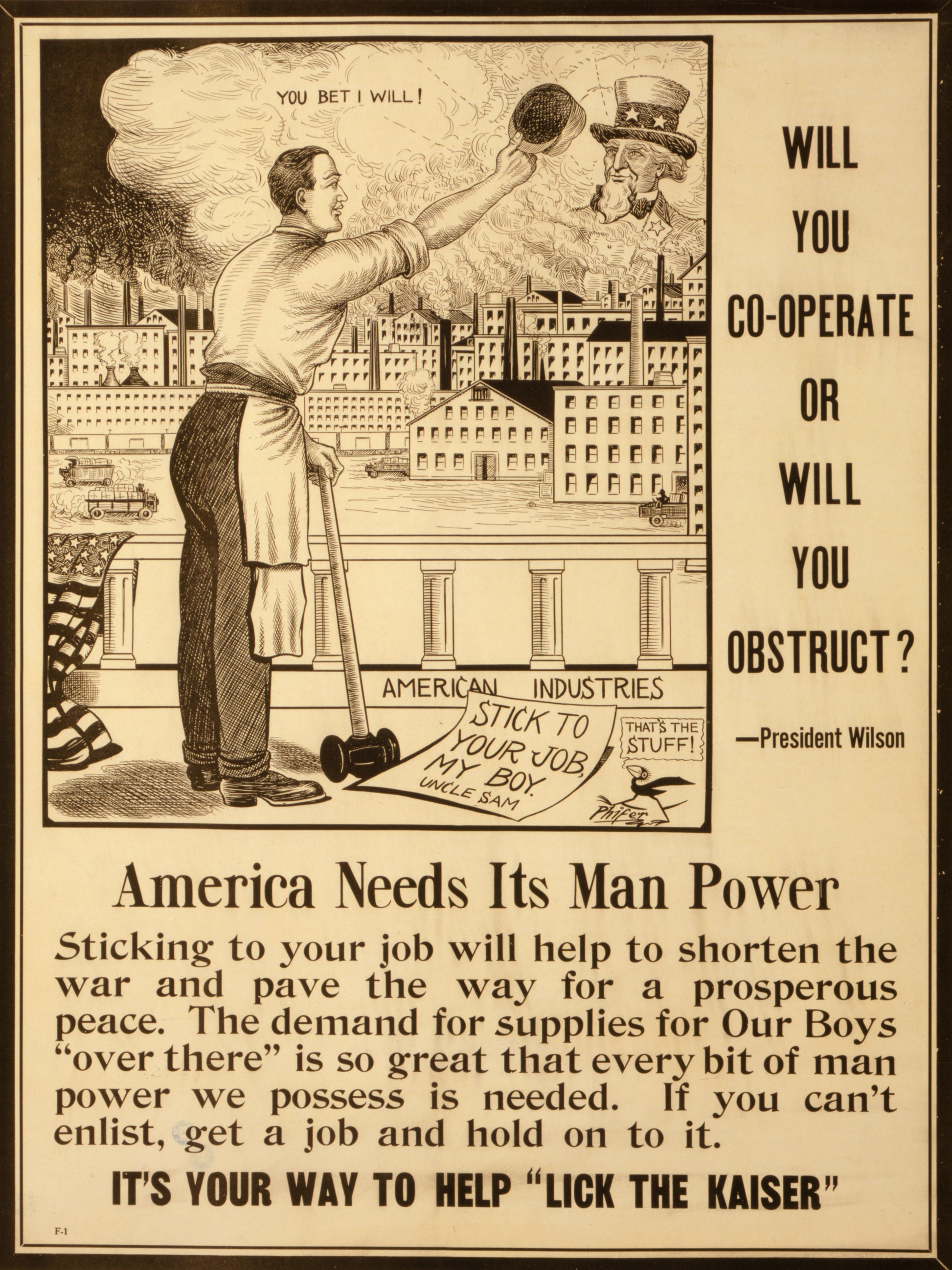 A picture of Will you co-operate or will you obstruct? - President Wilson