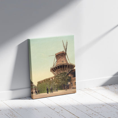 A picture of Windmill, Potsdam, Berlin, Germany, a mockup of the print leaning against a wall