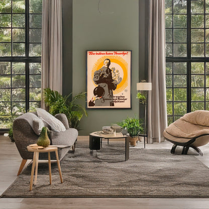 A picture of Wir dulden keine Anarchie!, a mockup of the print leaning against a wall