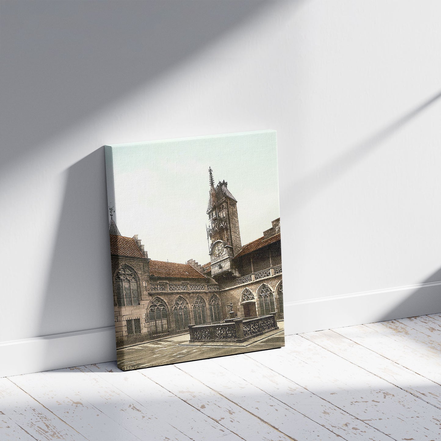 A picture of Wittelsbacher Hof, National Museum, Nuremberg, Bavaria, Germany, a mockup of the print leaning against a wall