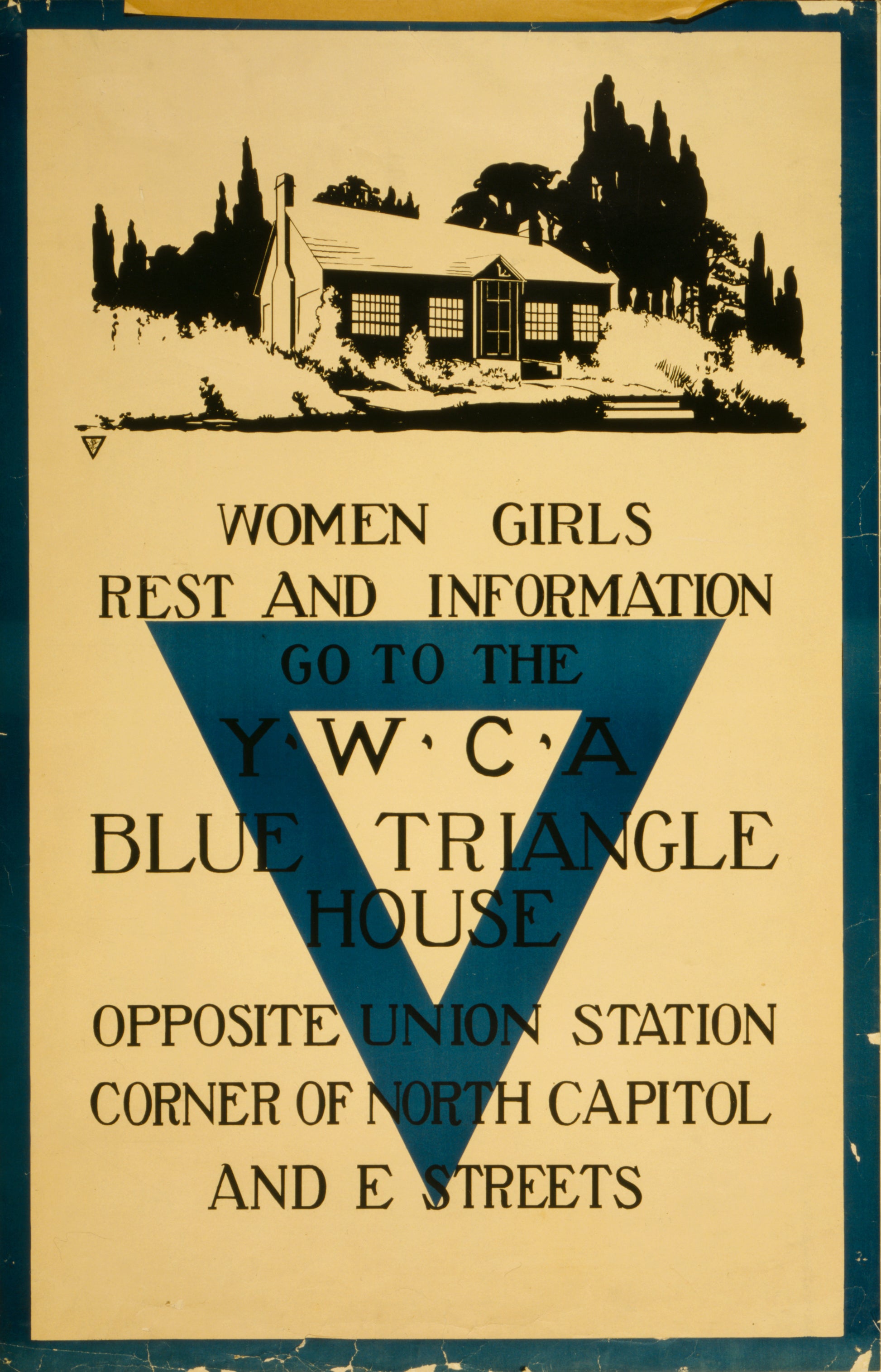 A picture of Women, girls - rest and information go to the YWCA blue triangle house opposite Union Station