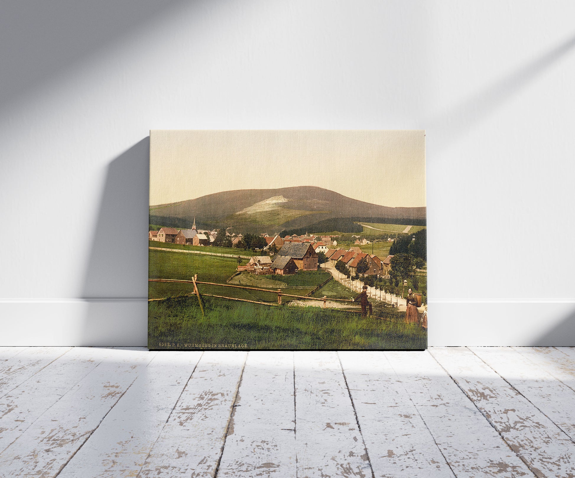 A picture of Wurmberg, Braunlage, Hartz, Baden, Germany, a mockup of the print leaning against a wall