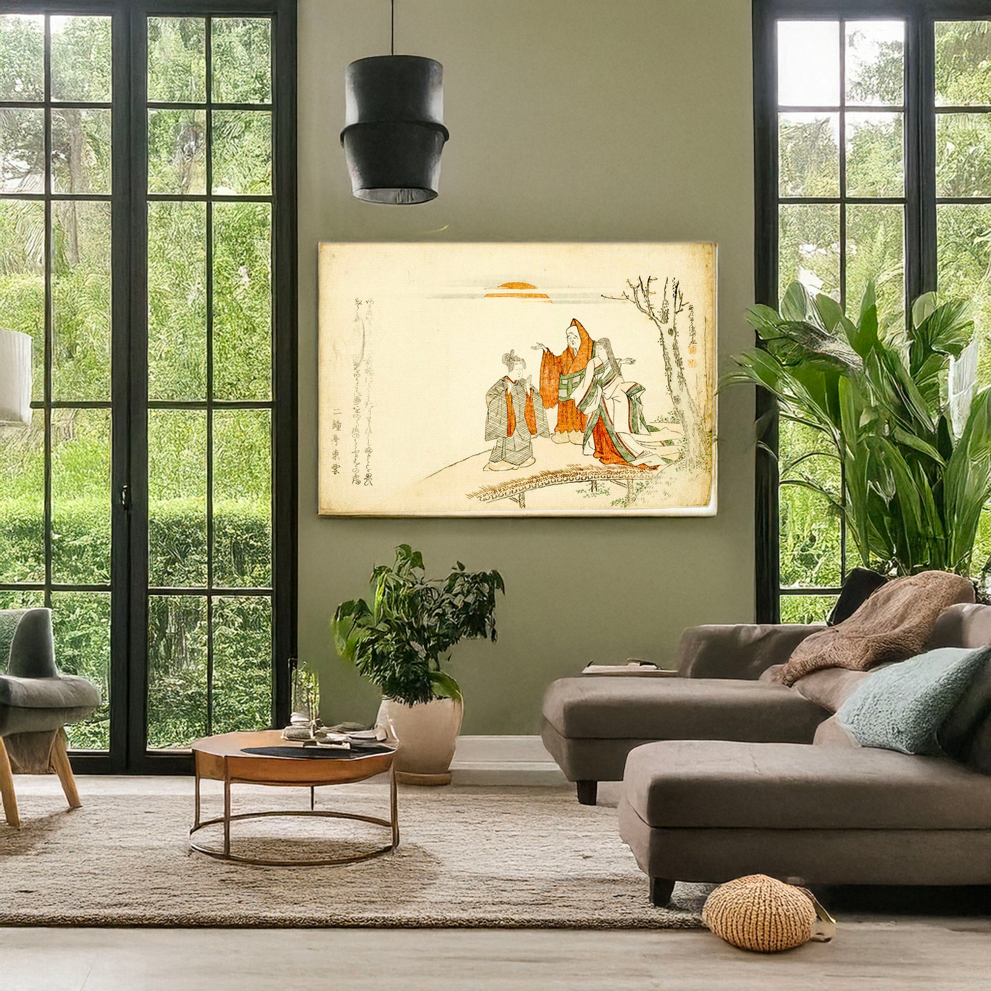 A picture of Yatsushi kokei sanshō, a mockup of the print leaning against a wall