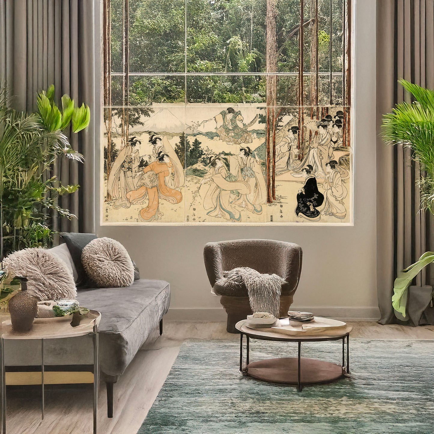 A picture of Yatsushi kuramayama, a mockup of the print leaning against a wall