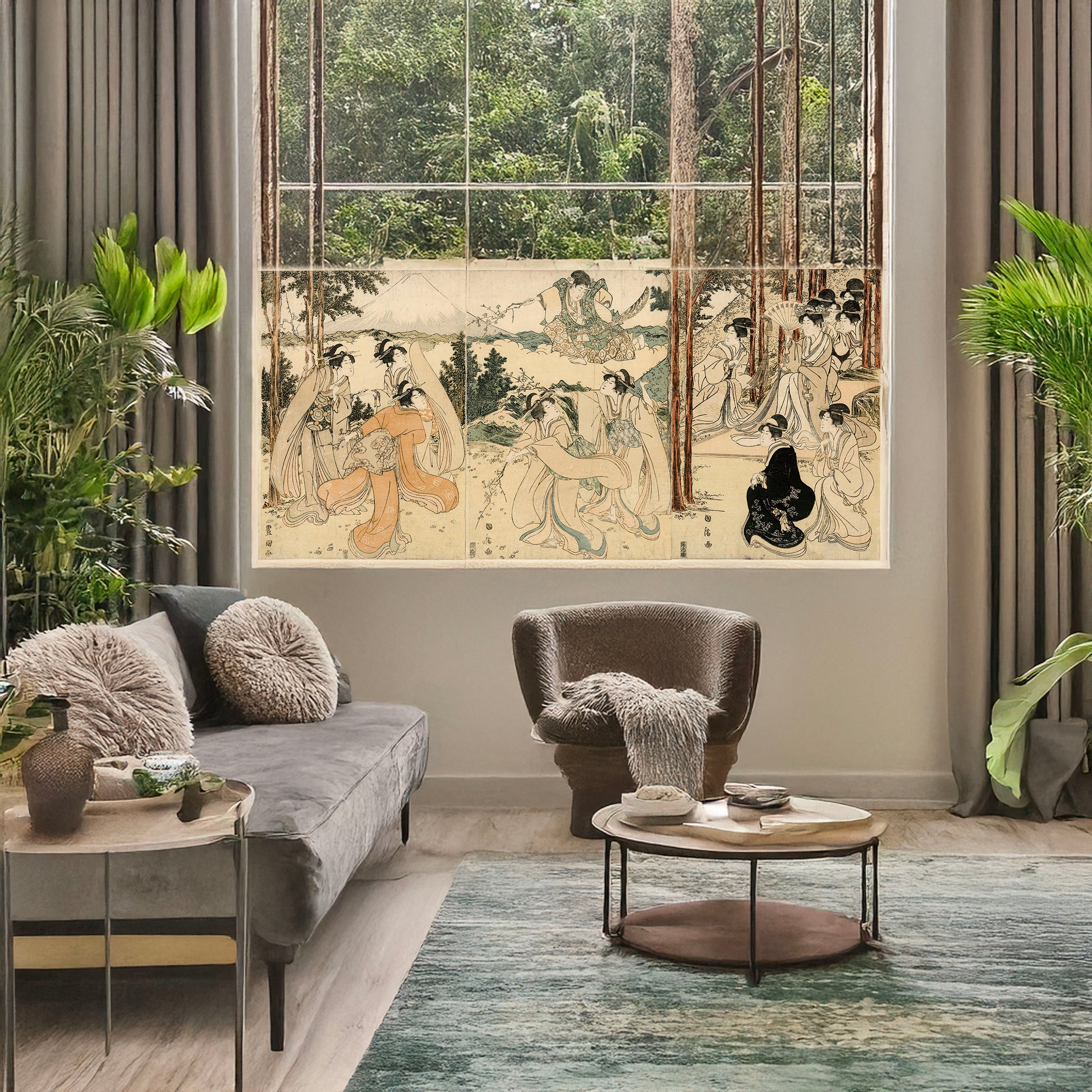 A picture of Yatsushi kuramayama, a mockup of the print leaning against a wall