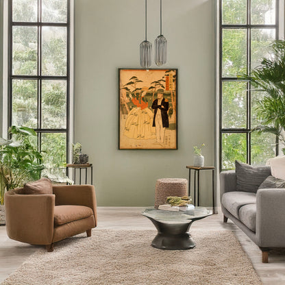 A picture of Yokohama meishō benten: Amerikajin, a mockup of the print leaning against a wall