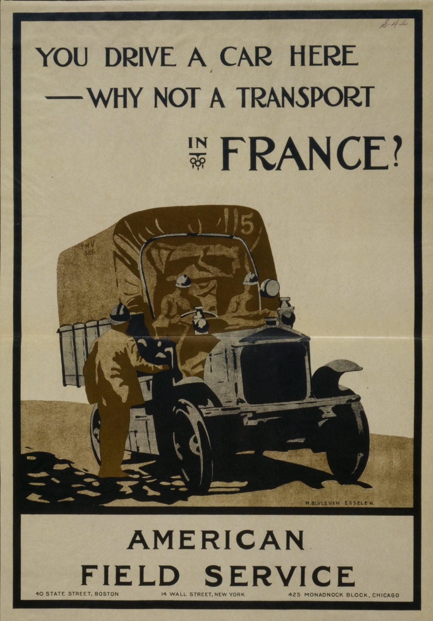 A picture of You drive a car here--why not a transport in France? American Field Service /