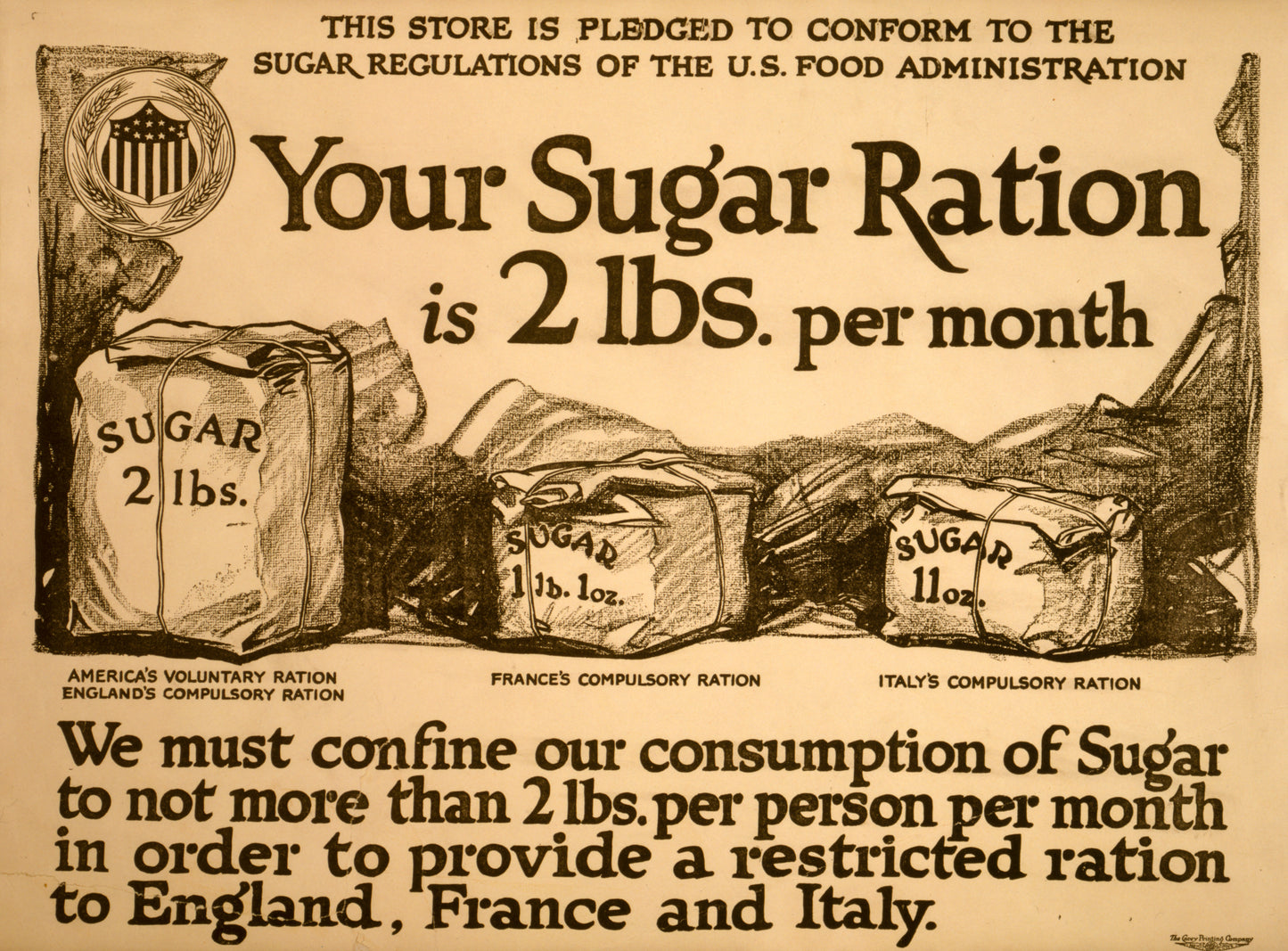 A picture of Your sugar ration is 2 lbs. per month