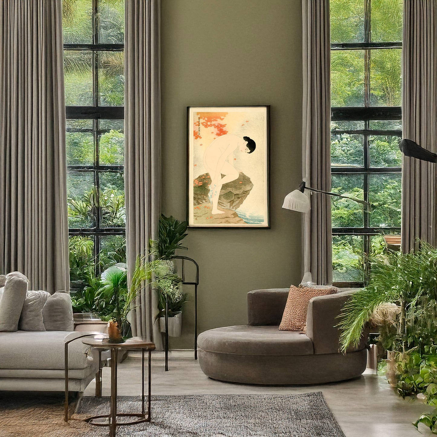 A picture of Yu no ka, a mockup of the print leaning against a wall