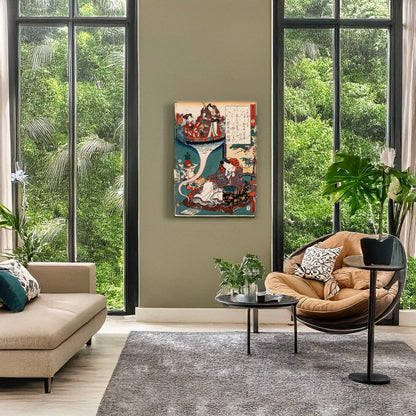 A picture of Yume no ukihashi, a mockup of the print leaning against a wall