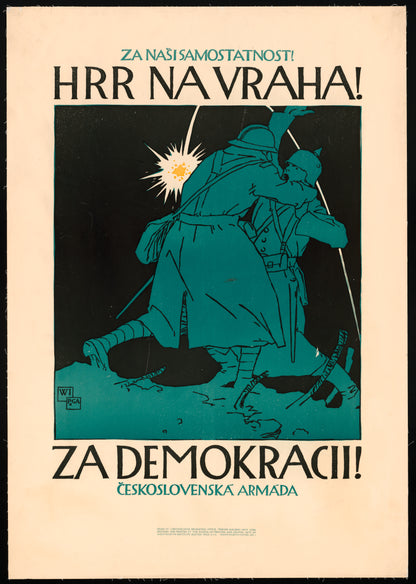A picture of Za nasi samostatnost! Hrr na vraha! Za demokracii! Československá armáda