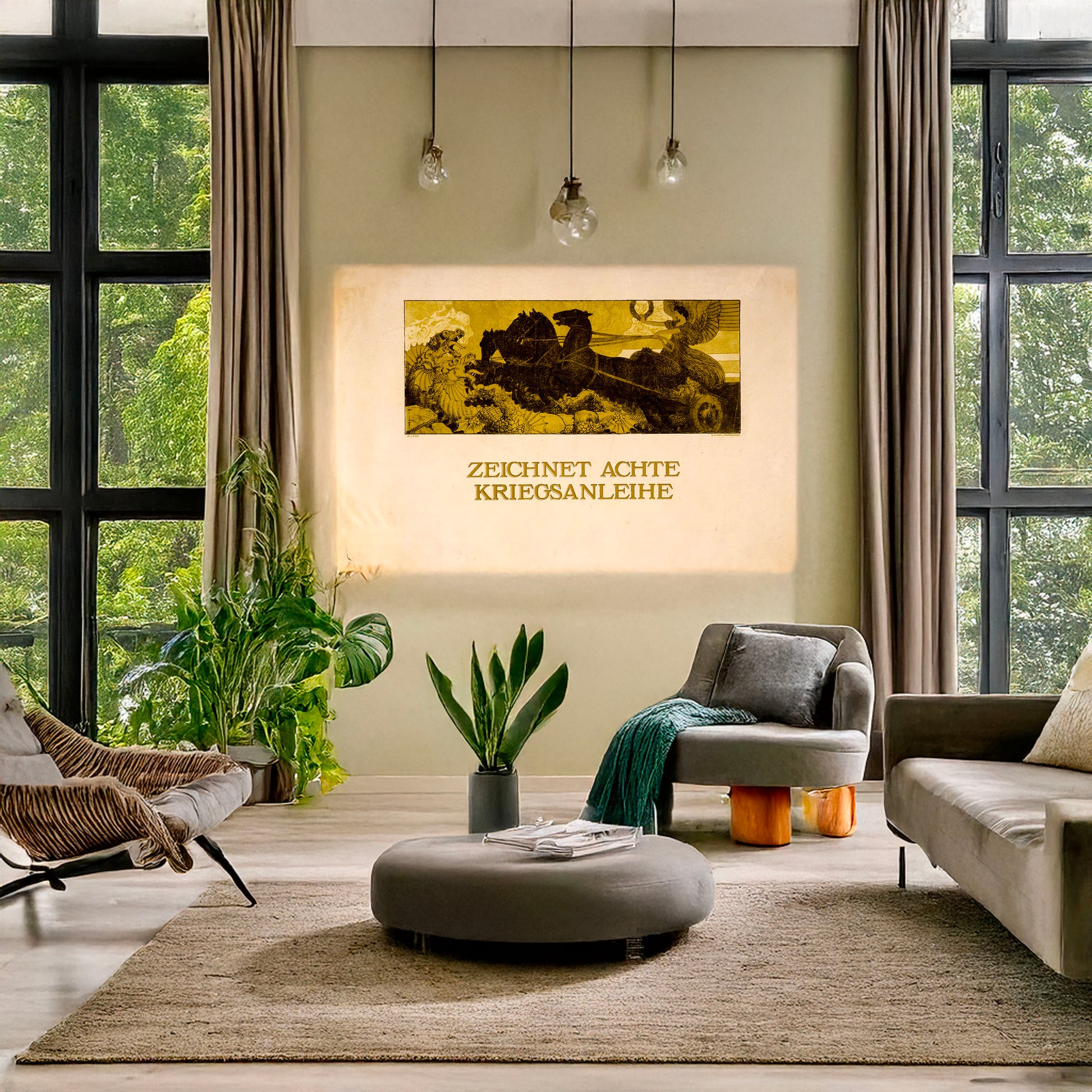 A picture of Zeichnet achte Kriegsanleihe, a mockup of the print leaning against a wall