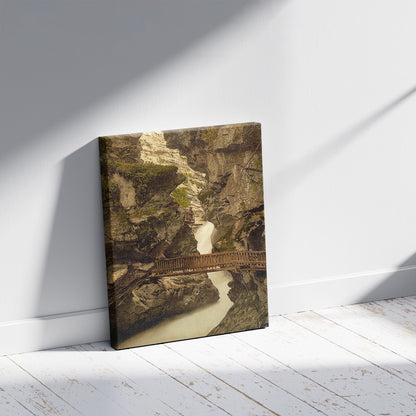 A picture of Zermatt, Upper Gorner Gorge, Valais Alps of, Switzerland, a mockup of the print leaning against a wall