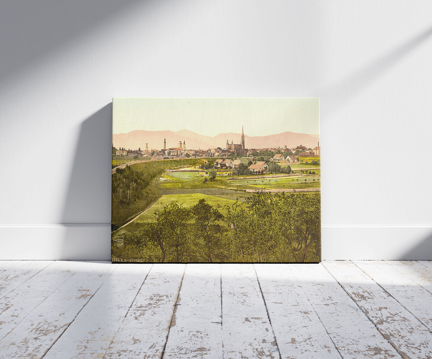 A picture of Zittau with mountains, seen from Eckartsberg, Saxony, Germany