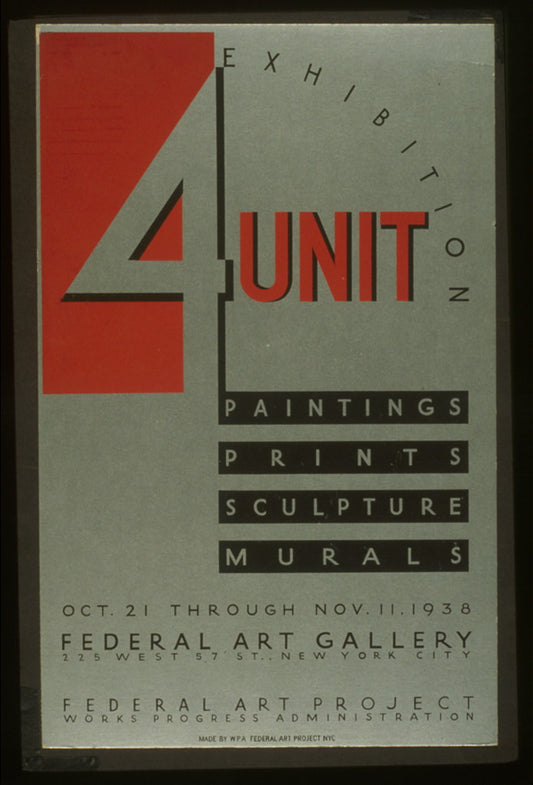 A picture of "4" unit exhibition - paintings, prints, sculpture, murals
