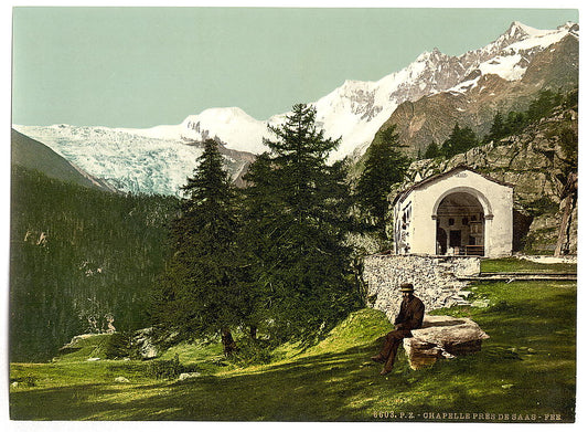 A picture of A chapel near Saas Fee, Valais, Alps, of, Switzerland