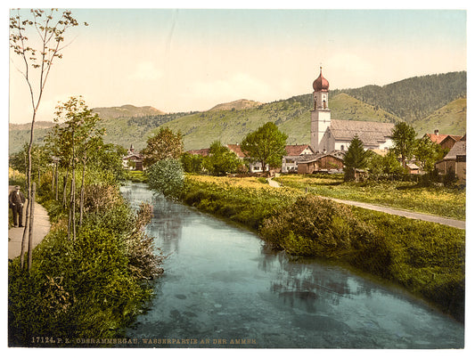 A picture of A Scene on the Ammer, Oberammergau, Upper Bavaria, Germany