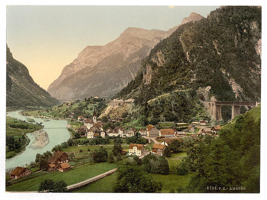 A picture of Amsteg, from the railway, St. Gotthard Railway, Switzerland