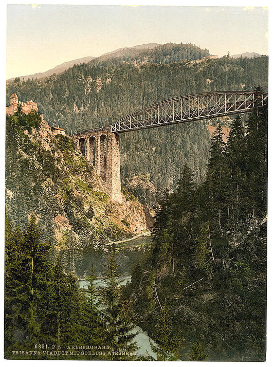 A picture of Arlberg Railway, Trisanna Viaduct and Castle Weisberg, Tyrol, Austro-Hungary