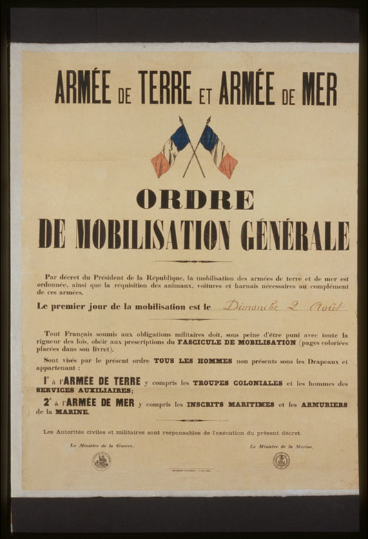 A picture of Armée de Terre et Armée de Mer. Ordre de Mobilisation Générale