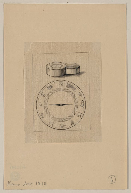 A picture of Astrological device showing signs of the Chinese calendar, with case